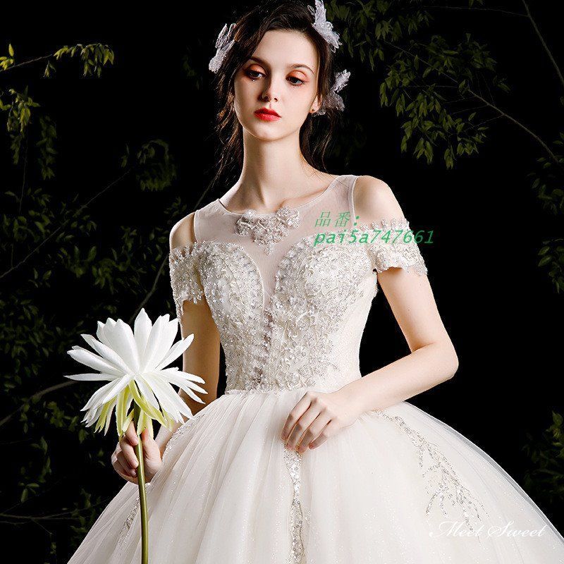 ウェディングドレス ロングドレス プリンセスラインドレス オフショルダー 二次会 結婚式 チュール 前撮り 挙式 ウエディングドレス ブライダル 花嫁 pai5a747661 MAAHADDERANG_COM