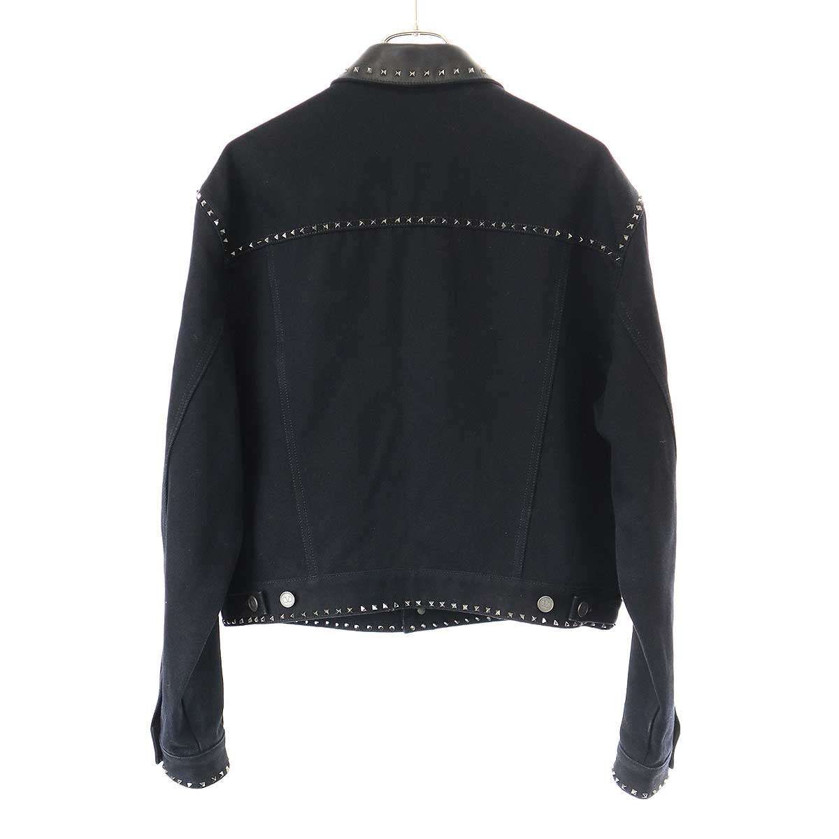VALENTINO ヴァレンティノ 22AW レザーカラースタッズデニムジャケット 