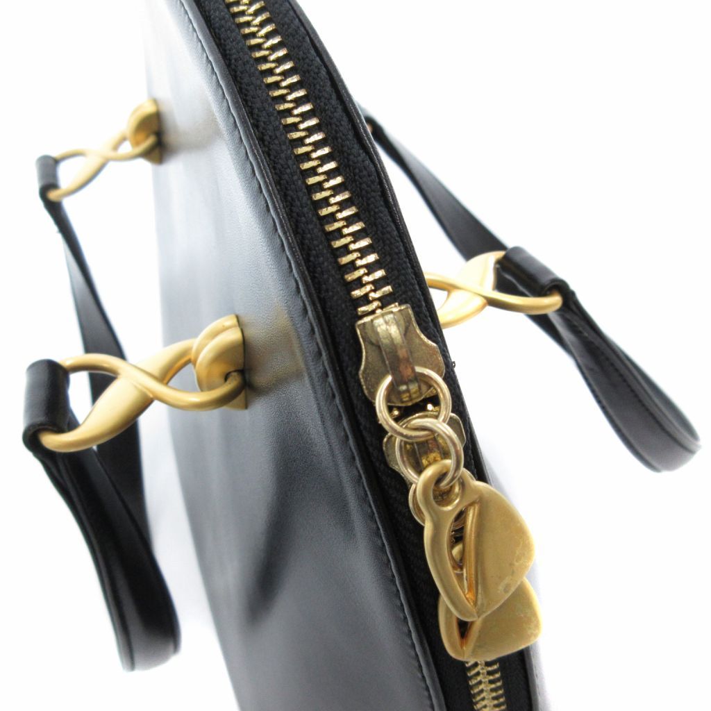 【新品・未使用】Ungaro ウンガロ　牛革　ハンドバッグ ウンガロ UNGARO ハンドバッグ ロゴ レザー 黒 ブラック /FT