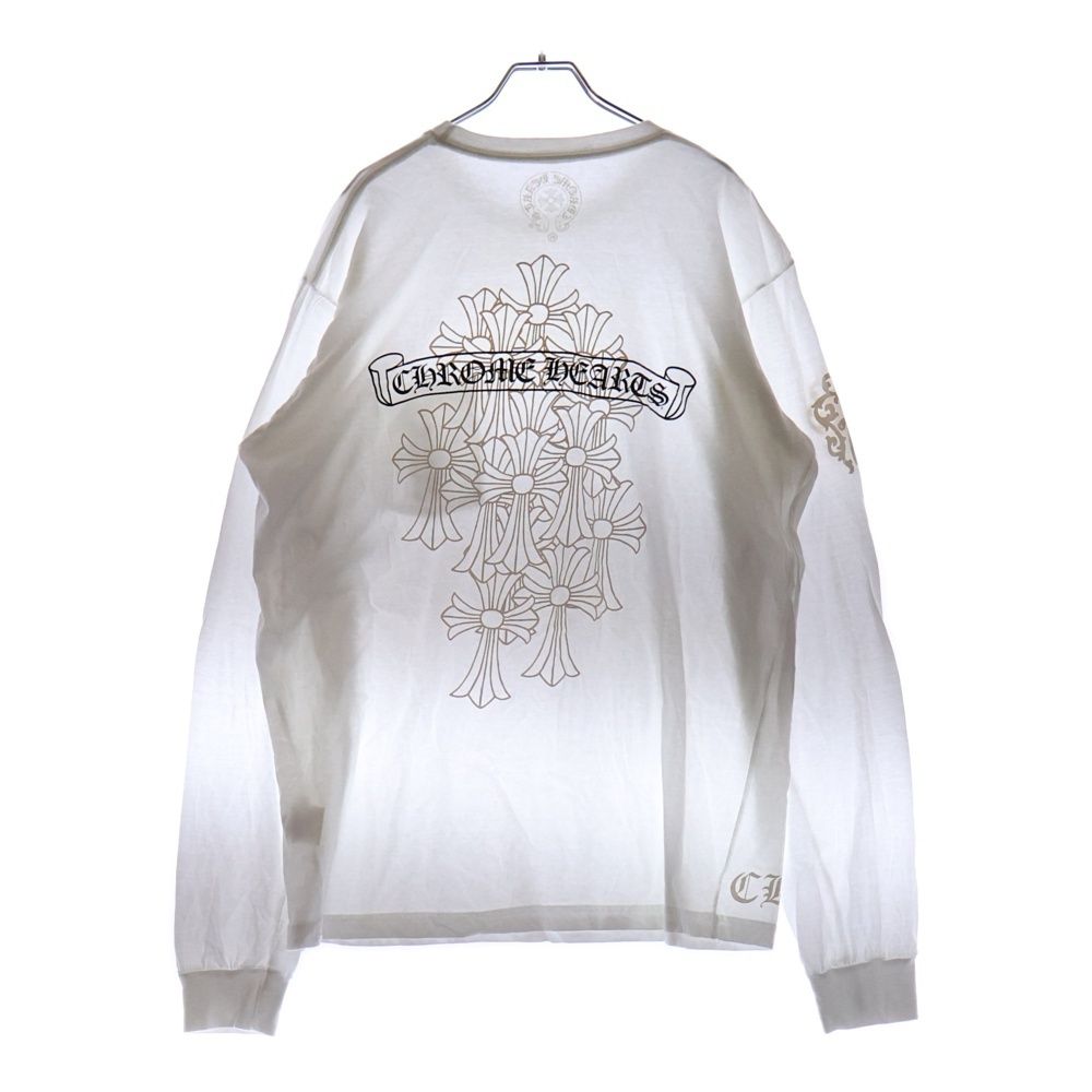 CHROME HEARTS ホワイト長袖Tシャツ セメタリークロス 刺繍入り CHROME HEARTS ホワイト長袖Tシャツ セメタリークロス 刺繍入り
