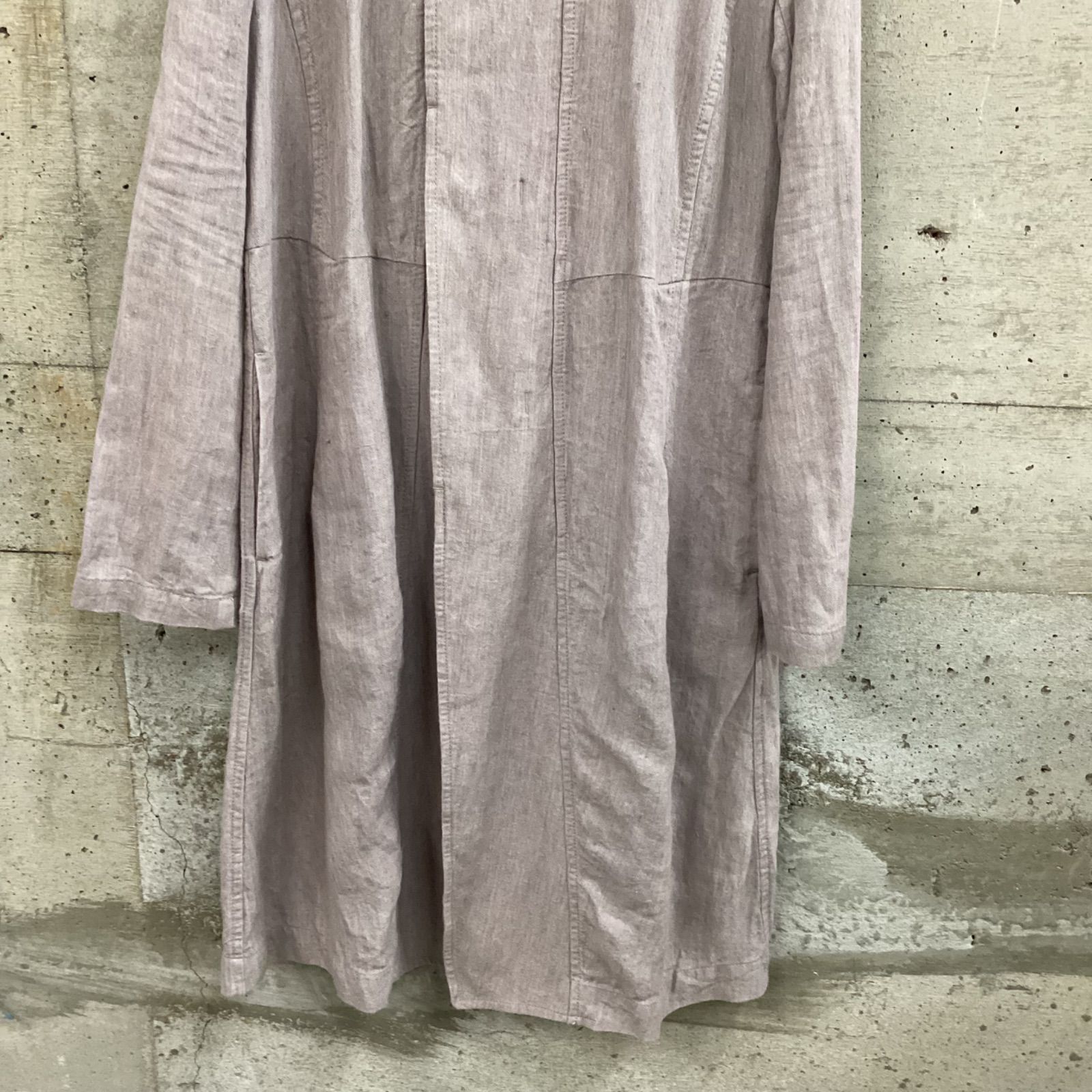 pas de calais パドカレ ライトグレー リネン ロングコート - メルカリ