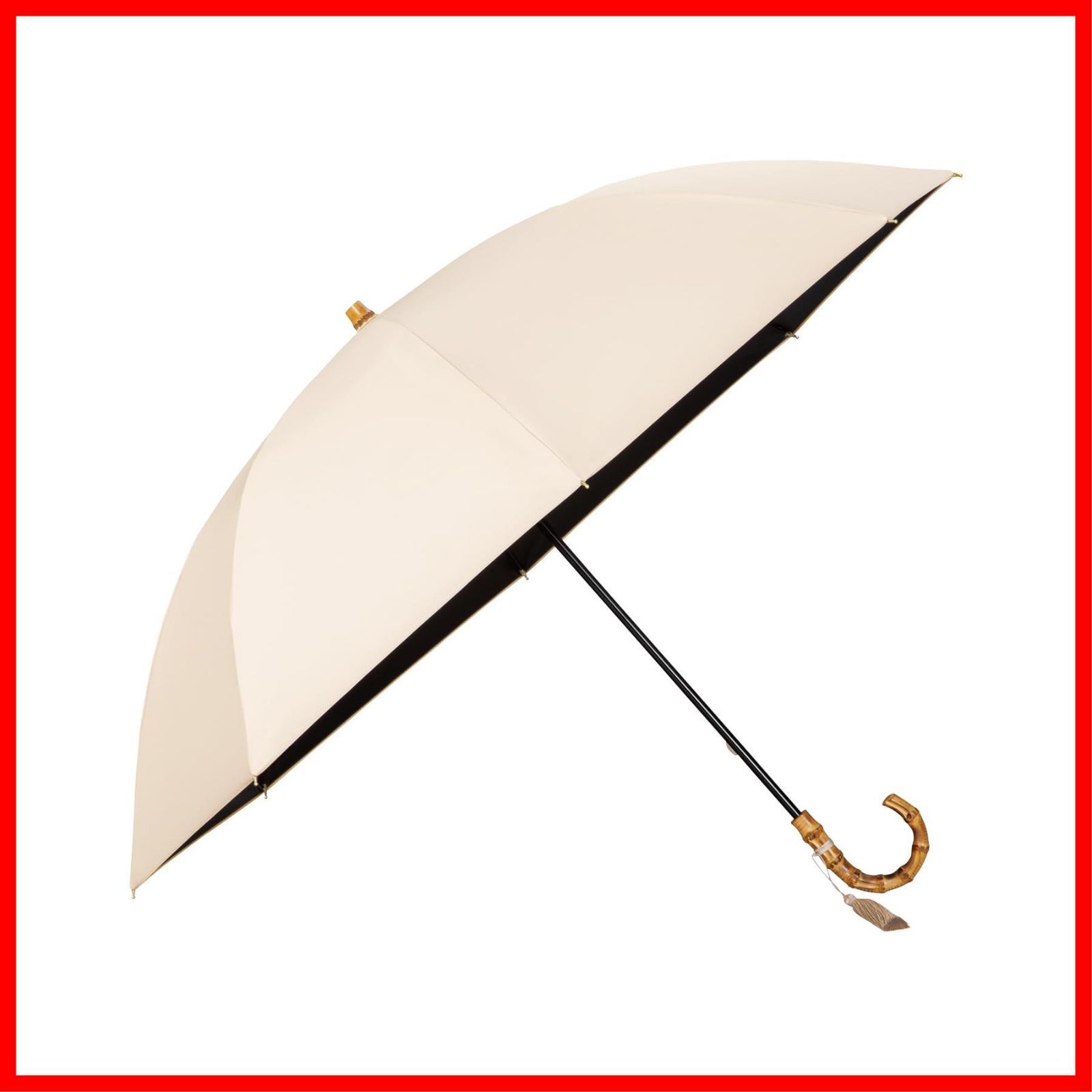 おしゃれ 持ち手 バンブー 女性 レディース 大きい ベージュ 遮光率＆UVカット率 UPF 50 遮熱 晴雨兼用 親骨60 cm UVO 60 S 27 無地タッセル ウーボ 長傘 最強の日傘 2025 Wpc