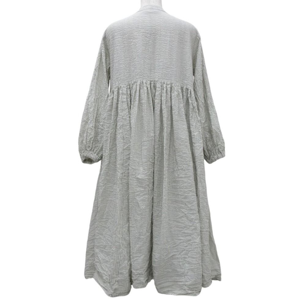 お値引きBEARDSLEYストライプ柄 ロングワンピース ドットギャザーワンピース （ロング・マキシ丈ワンピース