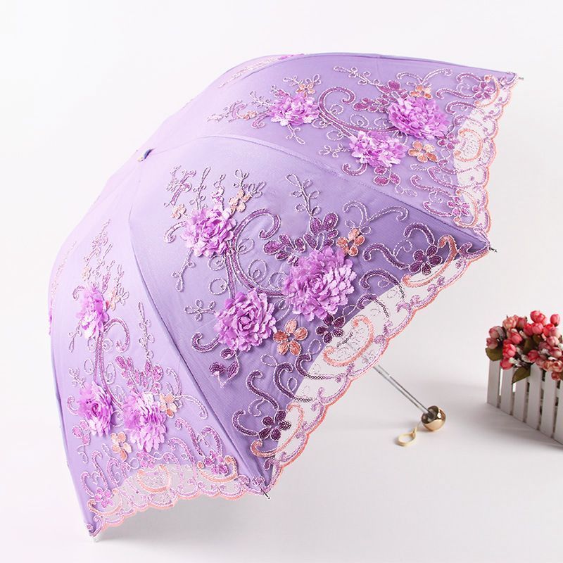 刺繍日傘 雨傘 レース 日傘 折りたたみ傘 UPF50+ レディース