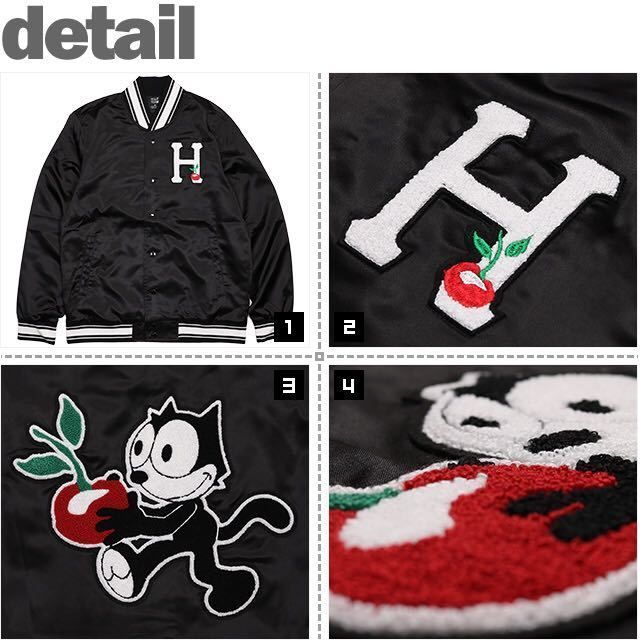 【極美品】HUF FELIX コラボスタジャン風 　 XL レッド　薄手ブルゾン 極美品】HUF FELIX コラボスタジャン風 XL レッド 薄手ブルゾン