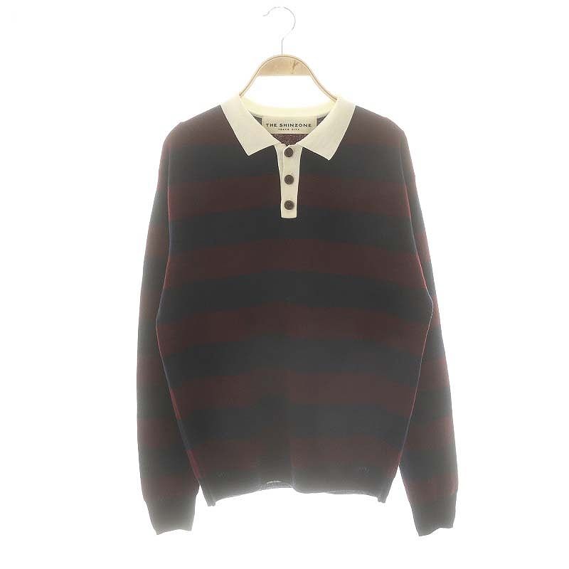 シンゾーン Shinzone 25SS RUGGER KNIT POLO ニット カットソー ウール FO 紺 ボルドー |MI OS
