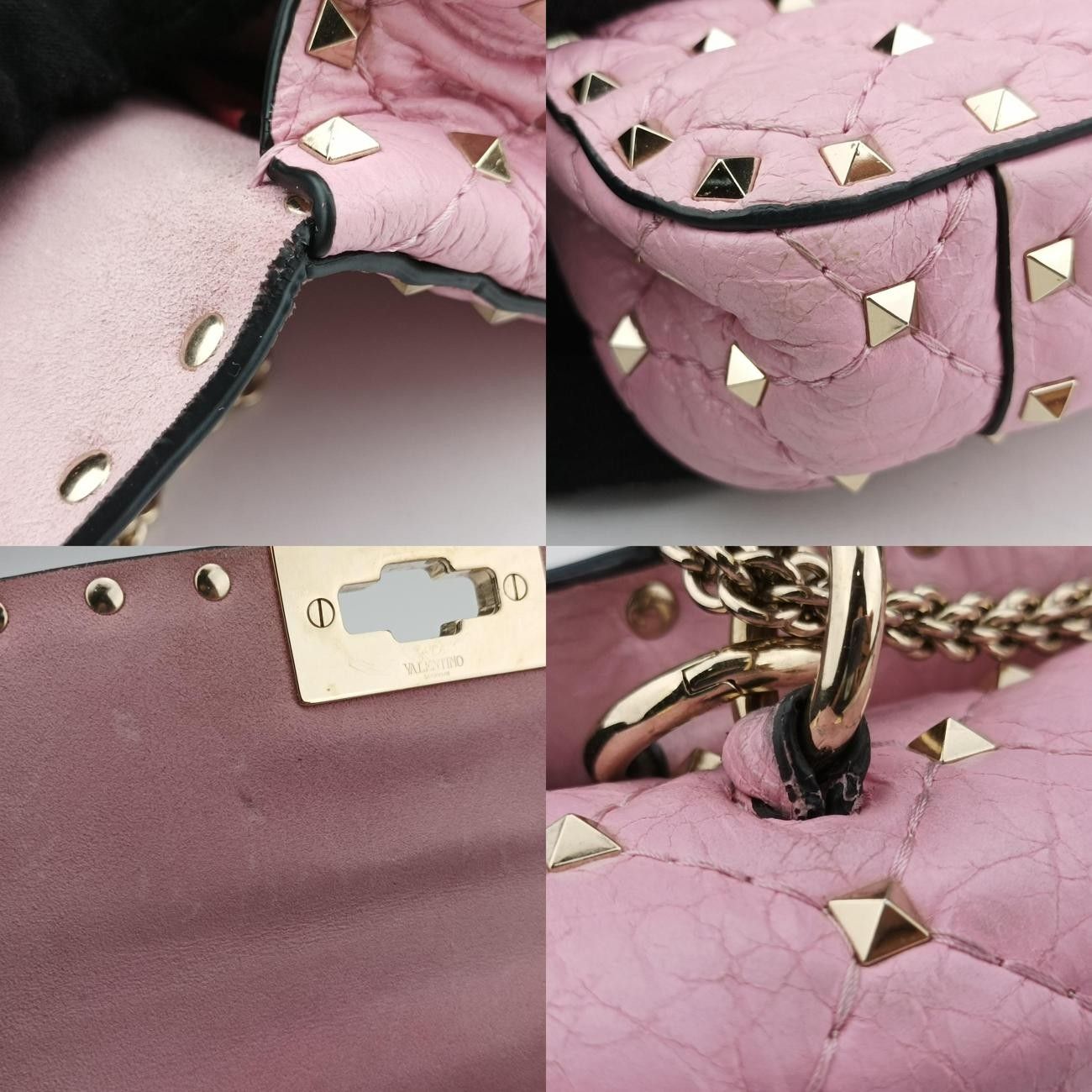 y*b様 VALENTINO（ヴァレンティノ）★ロックスタッド レザー ウエッジ ヴァレンティノValentinoロックスタッズ スパイクピンクレザーBL