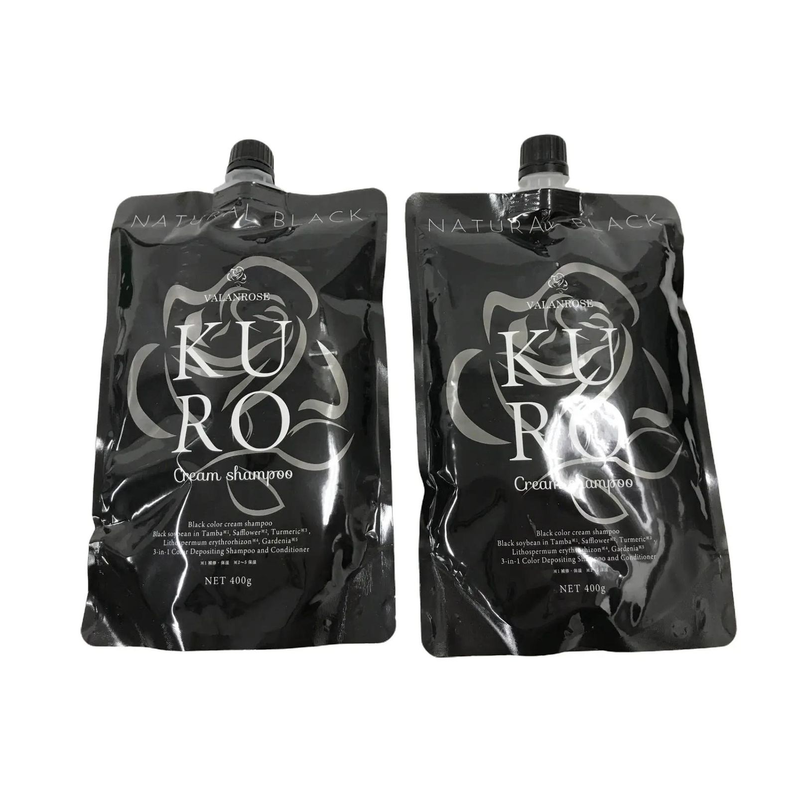 CD04 K VALANROSE バランローズ クロクリームシャンプー ナチュラルブラック 400g 2個セット 白髪染め オールインワン