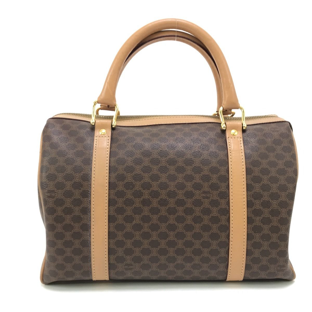 CELINE セリーヌ ボストンバッグ マカダム柄 ブラウン