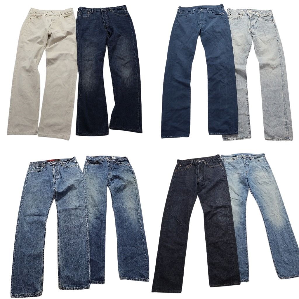 古着卸 リーバイス 501 デニム パンツ 8枚セット メンズ 33 アメカジ インディゴブルー ライトブルー 古着 NA5682