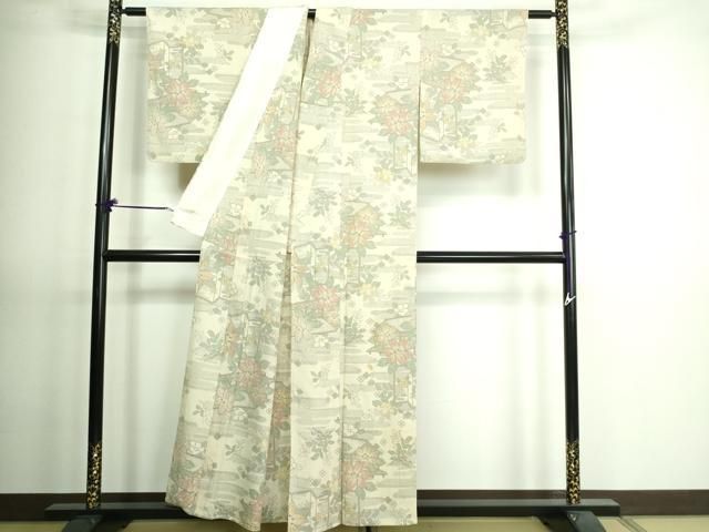 平和屋着物▽本塩沢 単衣 蚊絣 正絹 逸品 DAAQ3602az