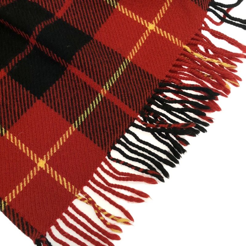 中古】BURBERRY ポンチョストール 38 レッド ブラック