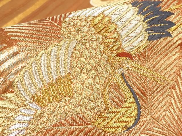 平和屋本店□極上 だらり帯 芸姑 舞妓 唐織 吉祥 飛鶴松葉文 金銀糸