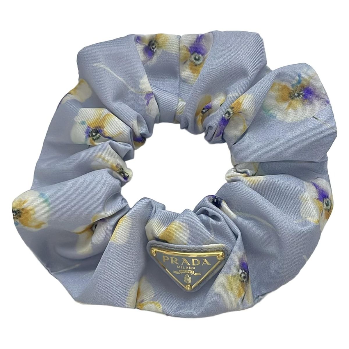 PRADA プラダ シュシュ プリントRe-Nylon シュシュ パールグレー グレー×白×マルチ 花柄|日本