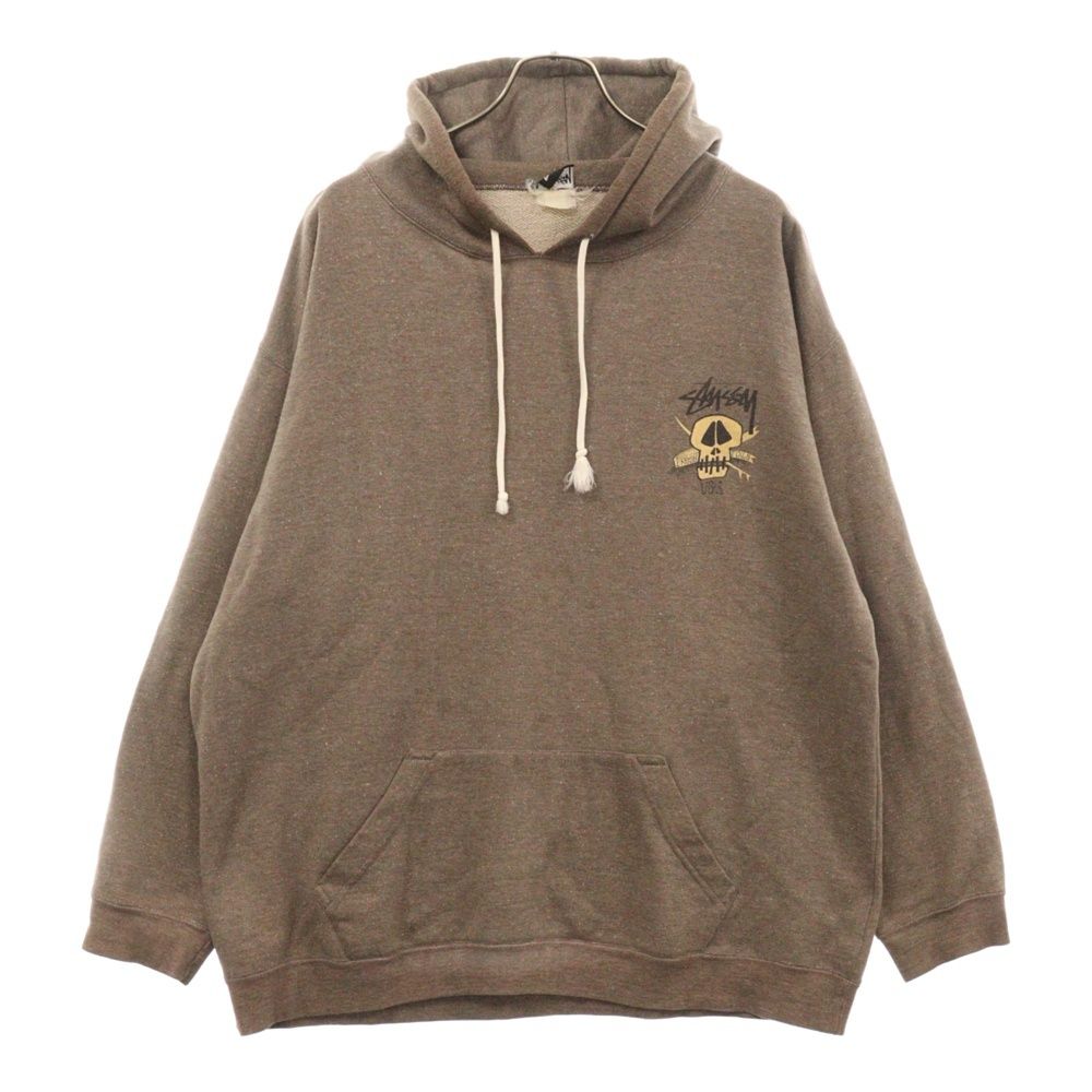 STUSSY (ステューシー) 80s OLD STUSSY SUKKL SURF オールド ステューシー 黒タグ スカル サーフ フーデッド プルオーバー スウェット パーカー ブラウン