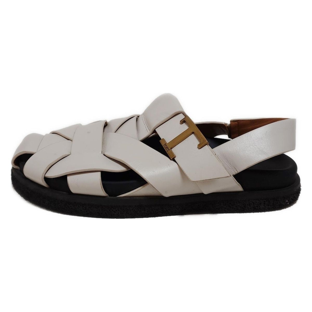 TOD S トッズ サンダル 35 レディース - 白×黒 レザー