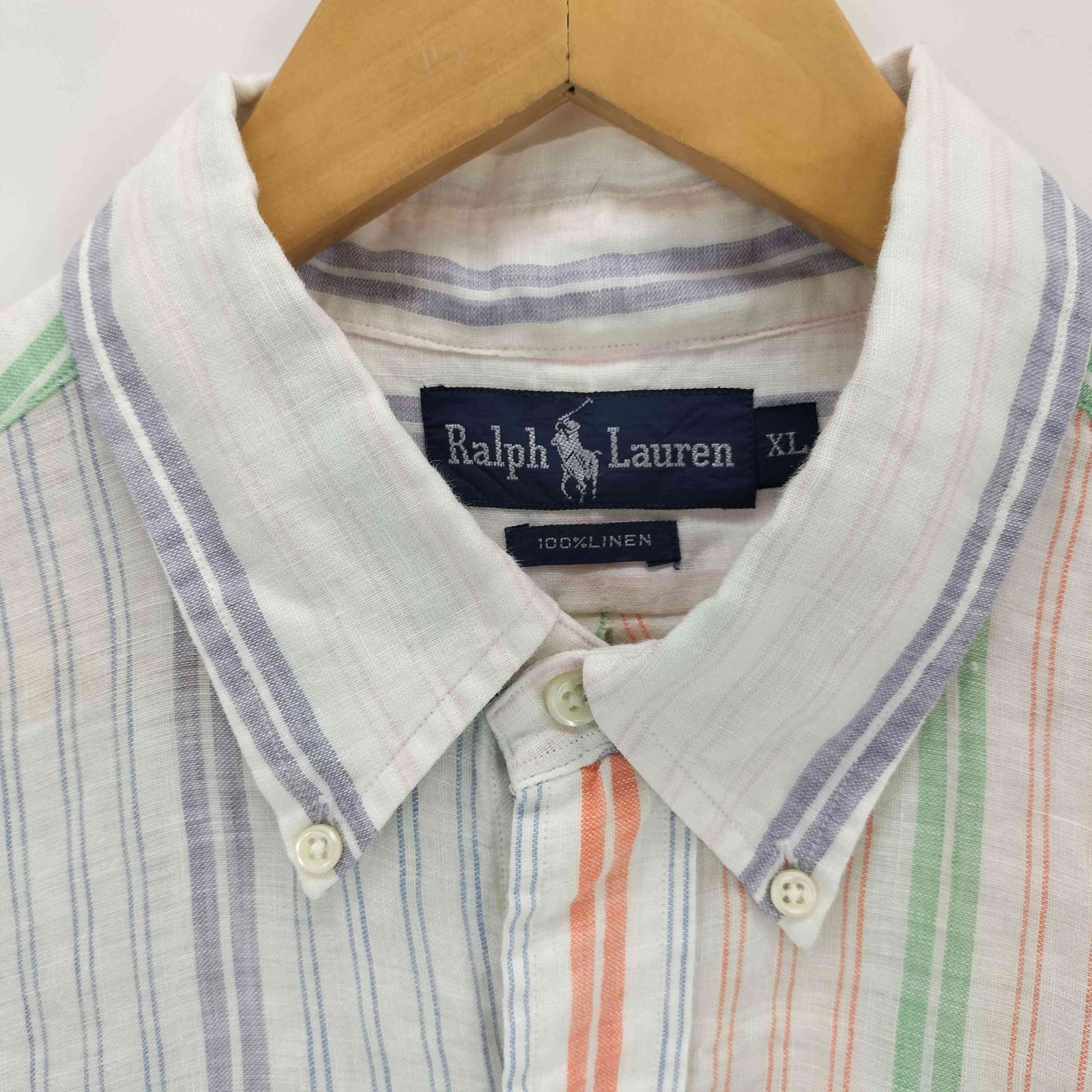 Polo Ralph Lauren リネン 100% ストライプ 半袖シャツ ラルフローレン RALPH LAUREN リネン100 ストライプ半袖シャツ