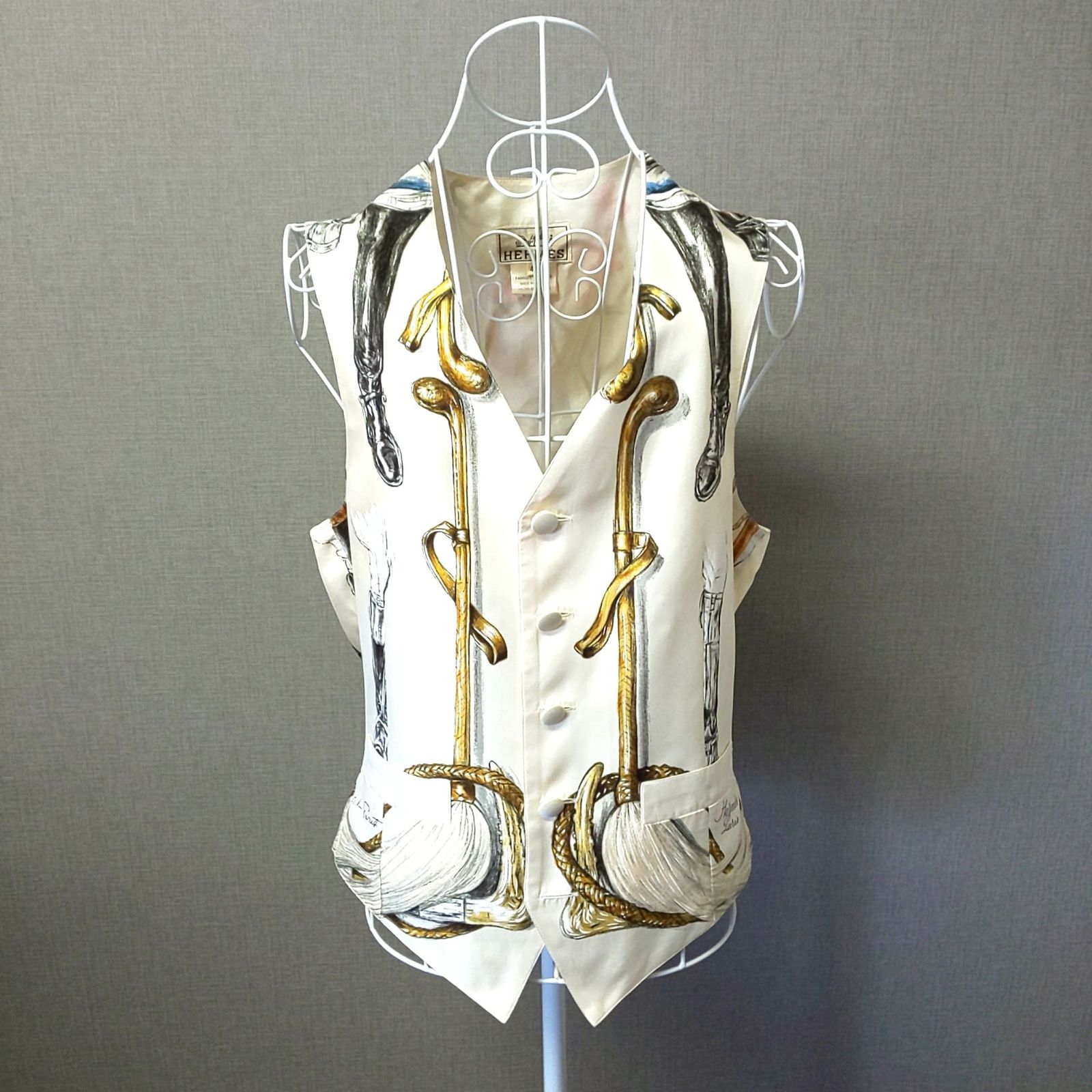 888D-07 HERMES エルメス メンズ シルク ベスト ジレ ブーツ