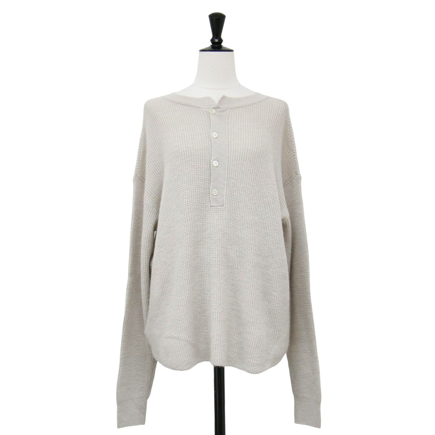 LAppartement アパルトモン ニット ライトベージュ サイズ:FREE | 24春夏 カシミヤ サーマル ニット | Cashmere Thermal Knit プルオーバー クルーネック 長袖 2WAY ワッフル編み | トップス セーター【レディース】【中古】 LAppartement アパルトモン ニット ライトベージュ サイズ:FREE | 24春