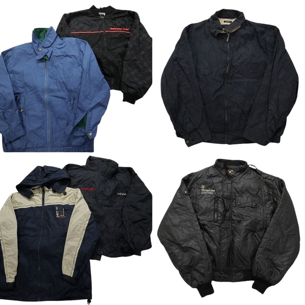 古着卸 まとめ売り フルジップジャケット 6枚セット (メンズ XL ) ナイロンパーカー バイカラー スイングトップ ブルゾン 中古 古着 MX9777