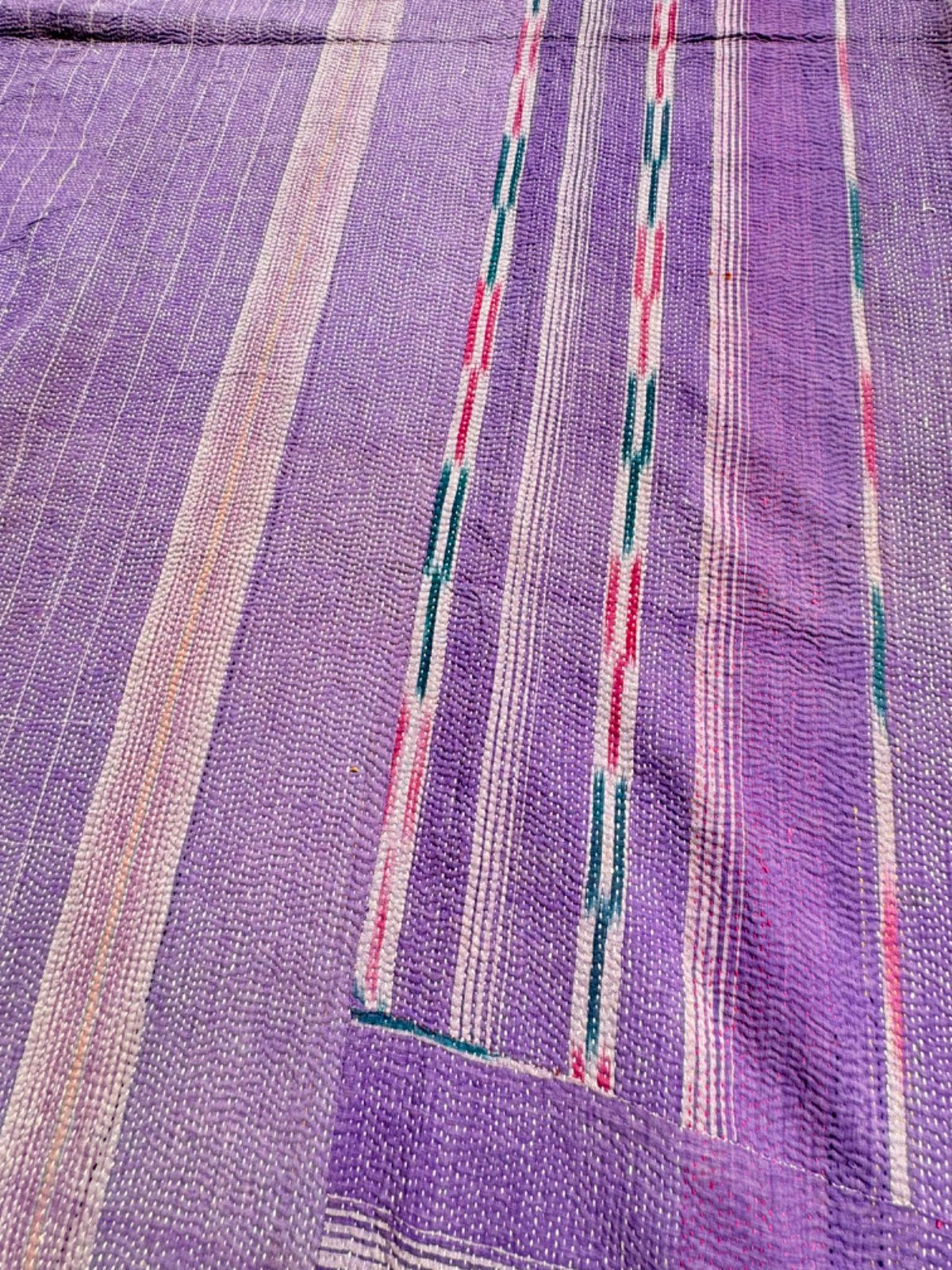 G034 ラリーキルト マルチカバー ボロ BORO 刺し子 グドゥリー 手縫い ハンドメイド インド ラグ マット ソファーカバー NEXPOTALLINN_EU