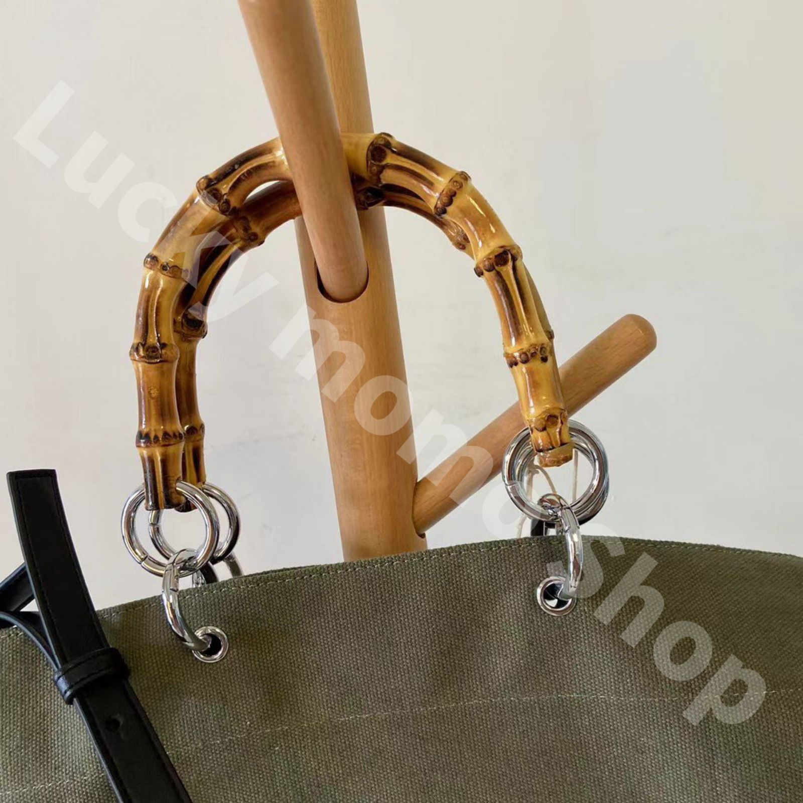 大人気 新品 JIL SANDER BAMBOO SHOPPER SQUARE ジルサンダー ファッション メンズ レディース バッグ バンブーハンドル ロゴプリント トートバッグ ハンドバッグ ショルダーバッグ アーミーグリーン