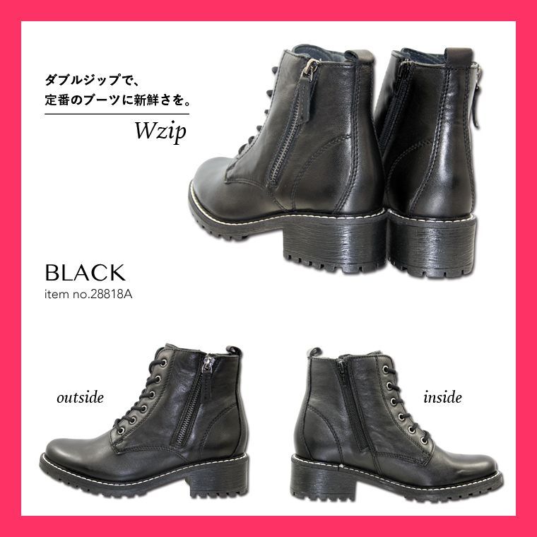 KLONDIKE】【本革】 ダブルファスナー 6ホールレースアップブーツ 28