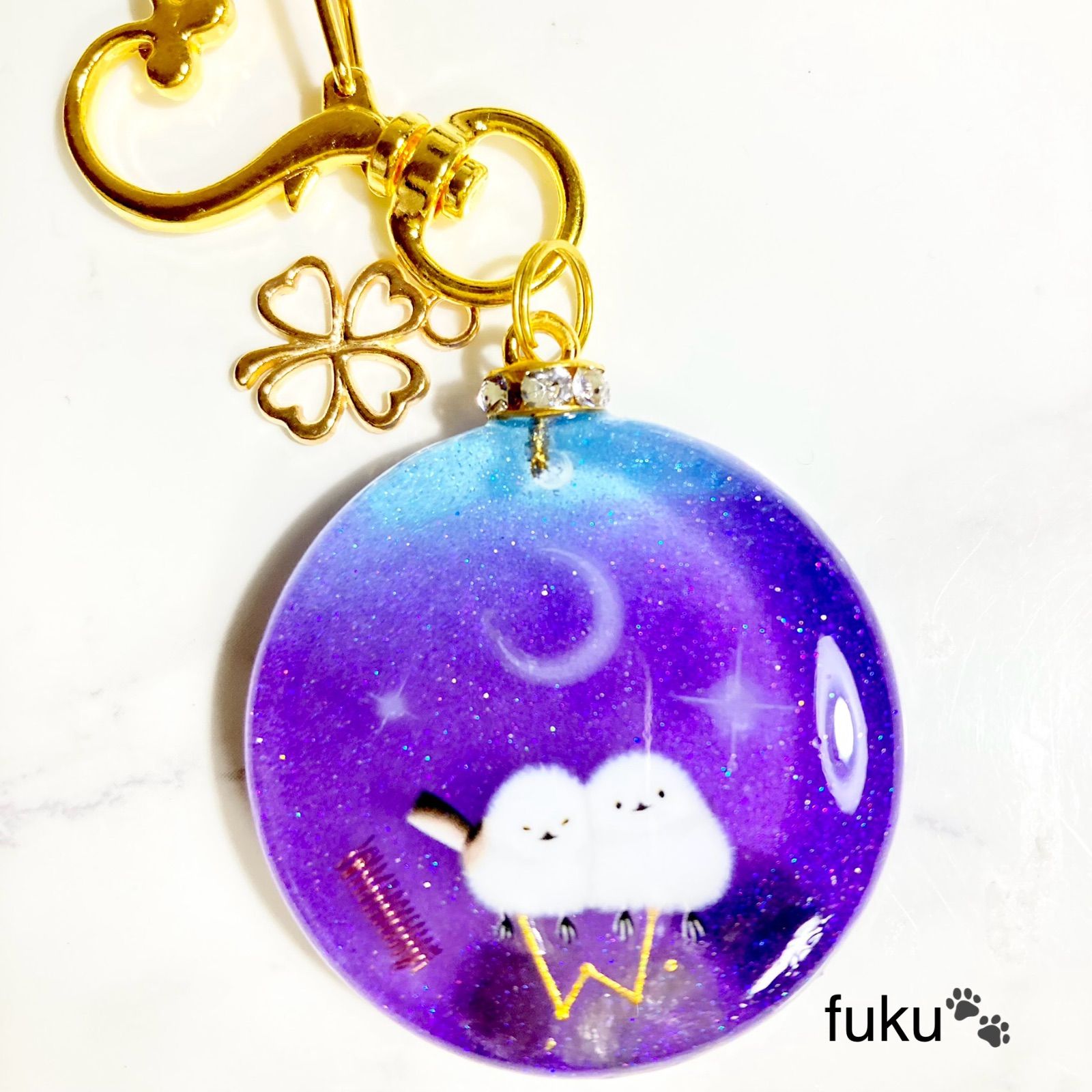 レジン🍀シマエナガキーホルダー🍀オルゴナイト🍀蓄光🍀 - メルカリ