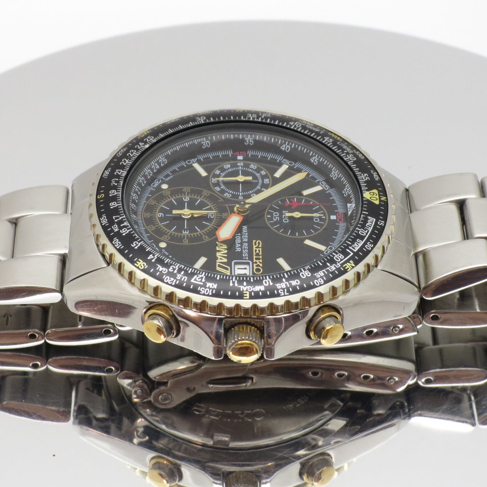 新品電池】セイコー ANA 限定 クロノグラフ メンズ 腕時計 7T92