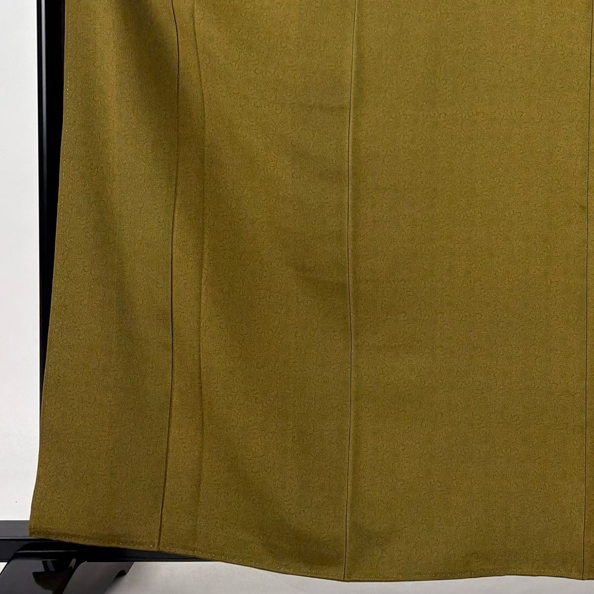 江戸小紋 身丈162cm 裄丈65.5cm M 袷 人間国宝 中村勇二郎 落款 古代菊 茶緑色 正絹 一つ紋