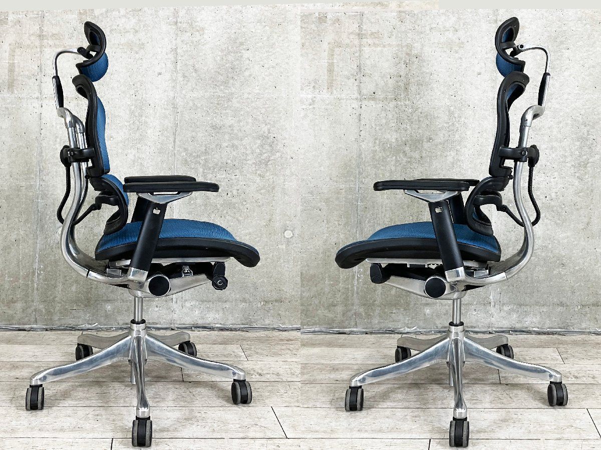 Ergohuman/ エルゴヒューマンプロヘッドレスト付メッシュ ブルー Ergohuman/ エルゴヒューマンプロヘッドレスト付メッシュ ブルー