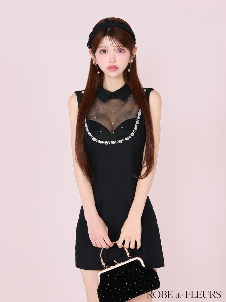 ブラック fm3447[FM3447-B-2504]【ROBE de FLEURS/ローブド