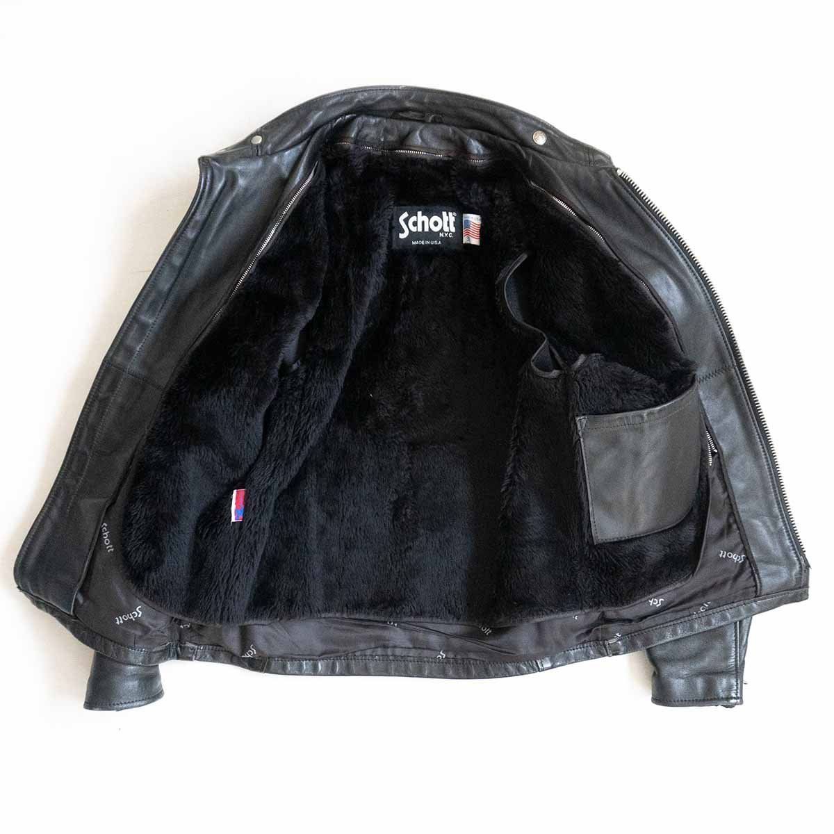 【状態良好】ショット 641E レザージャケット 42 ボアライナー付属 Schott(ショット) / シングルライダースジャケット/42/レザー