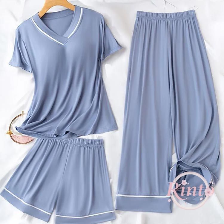 レディース ロングパンツ カップ付き 短パン 3点セット パジャマ