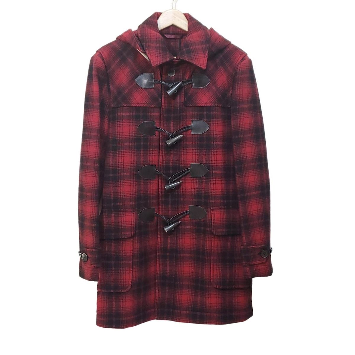 PaulSmith ポールスミス ダッフルコート サイズM メンズ - レッド×黒 長袖|チェック柄|PS|ジップアップ|冬
