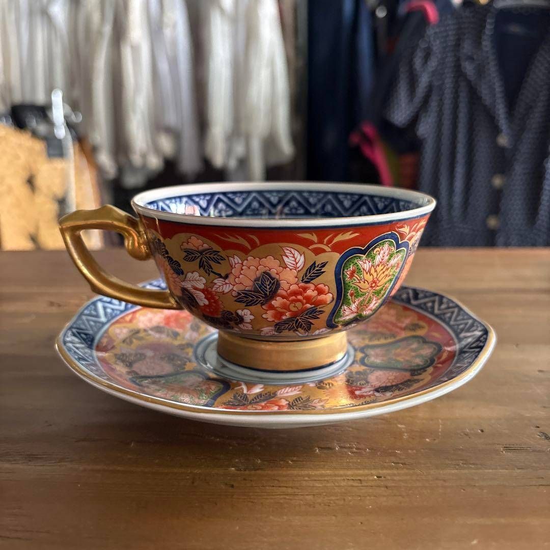 日肥其泉 昭和年製 カップ&ソーサー ゴールド 花柄 金 和柄 豪華 日肥