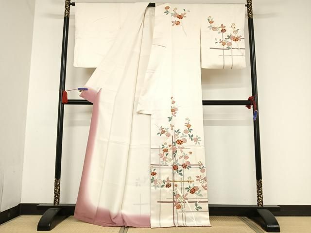 平和屋着物○十日町老舗ブランド 吉澤友禅 吾妻徳穂 訪問着 草花文