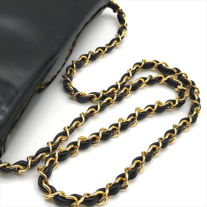 良品 CHANEL シャネル ココマーク パテント プッシュロック チェーン ショルダー バッグ ブラック レディース ブランド カバン k5679 良品 CHANEL シャネル ココマーク パテント プッシュロック チェーン