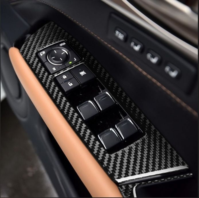 レクサス GS 350 2012-2020年 内装 ドアウィンドウスイッチ ボタンフレーム ステッカーパネル 10個 カーボン柄