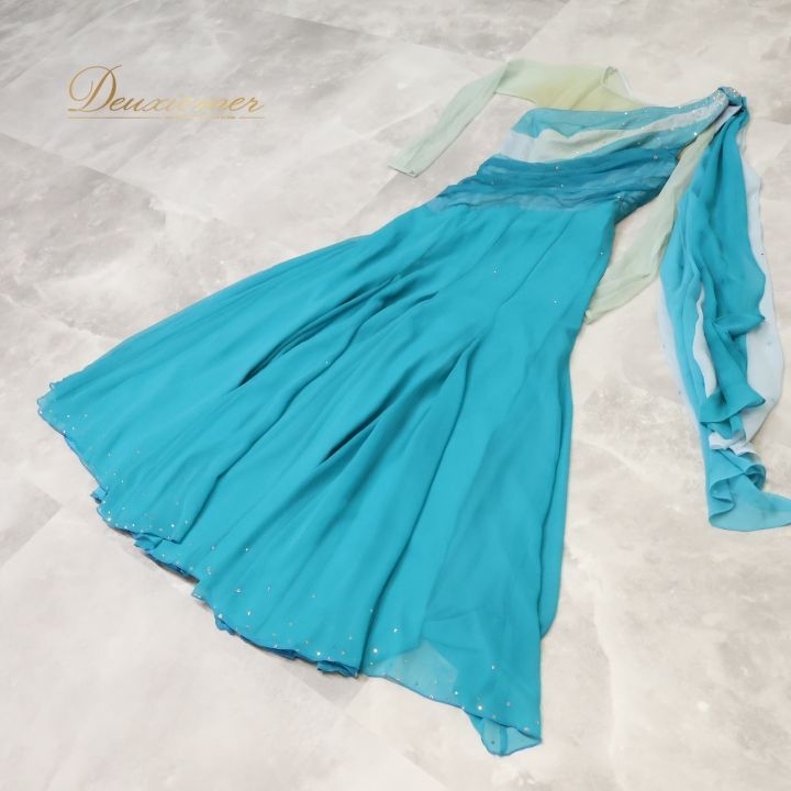 Chacott 美品! 水色 社交ダンスドレス 社交ダンス 衣装 チャコット Chacott スタンダード スタンダード