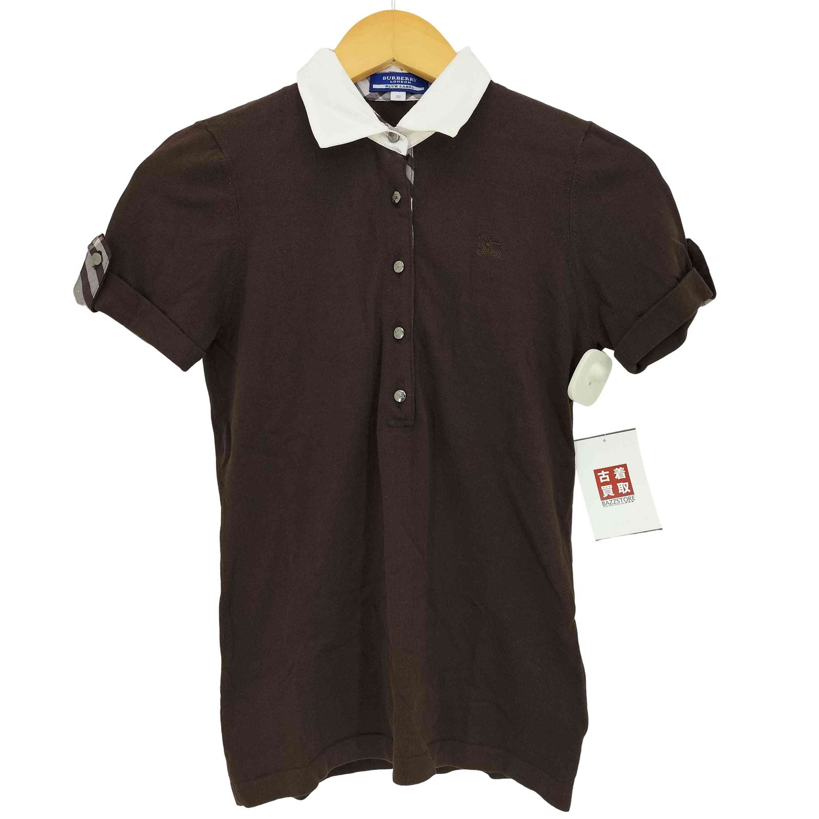 バーバリーブルーレーベル BURBERRY BLUE LABEL ワンポイント ポロシャツ レディース JPN 38