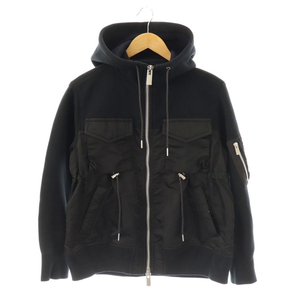 サカイ sacai MA-1ドッキングパーカー ジャケット ジップアップ 1 ブラック 22-06415 |DO OS
