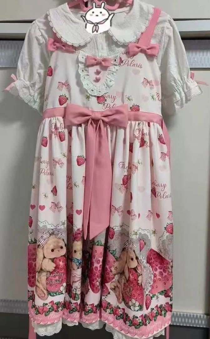 いちごうさぎ柄ロリータ♪ワンピース＆ブラウス2点セット