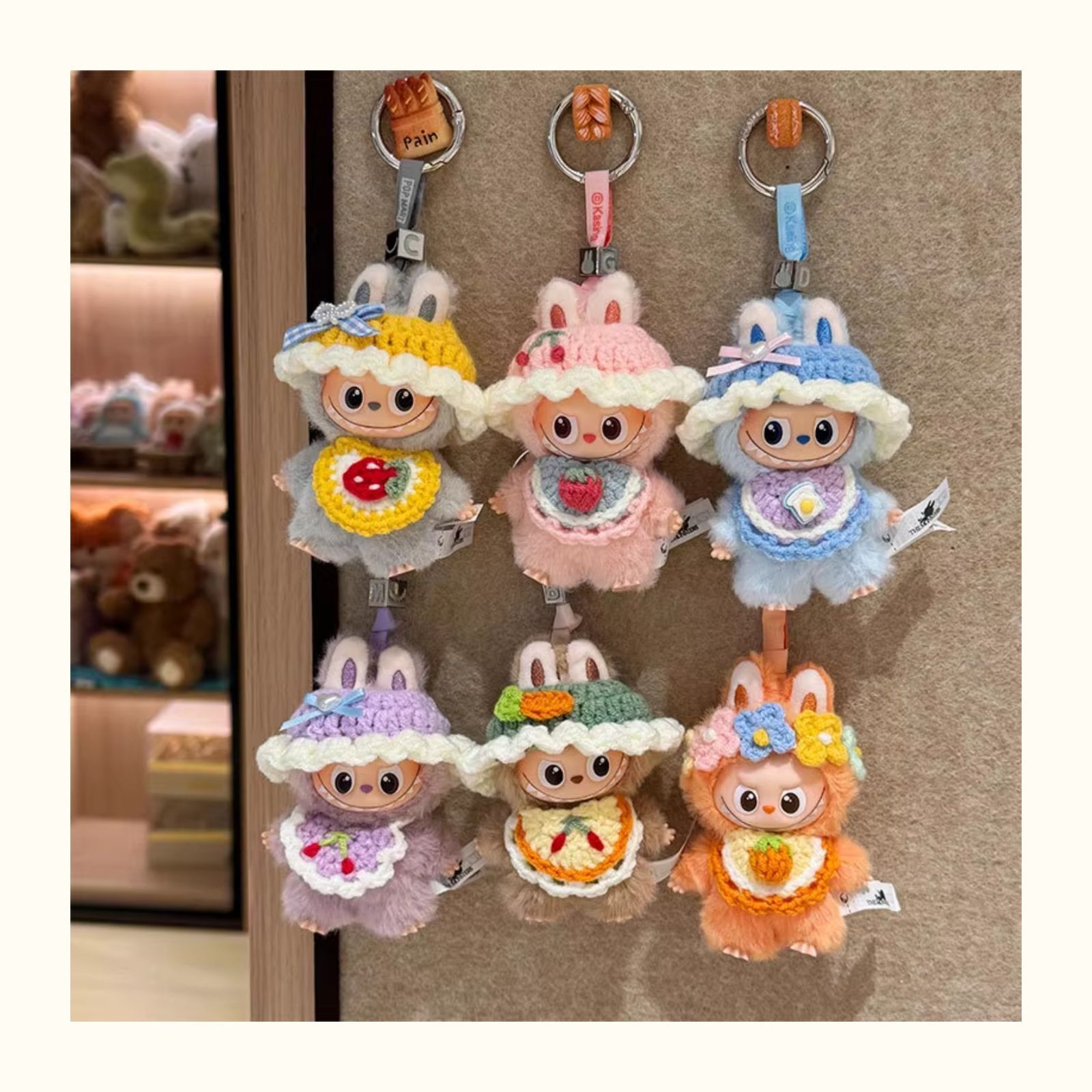 ラブブ LABUBU 服、帽子、バッグ3点セット 着せ替え ぬいぐるみ ラブブ POPMARTポップマート LABUBU 着せ替え 3点セット 帽子