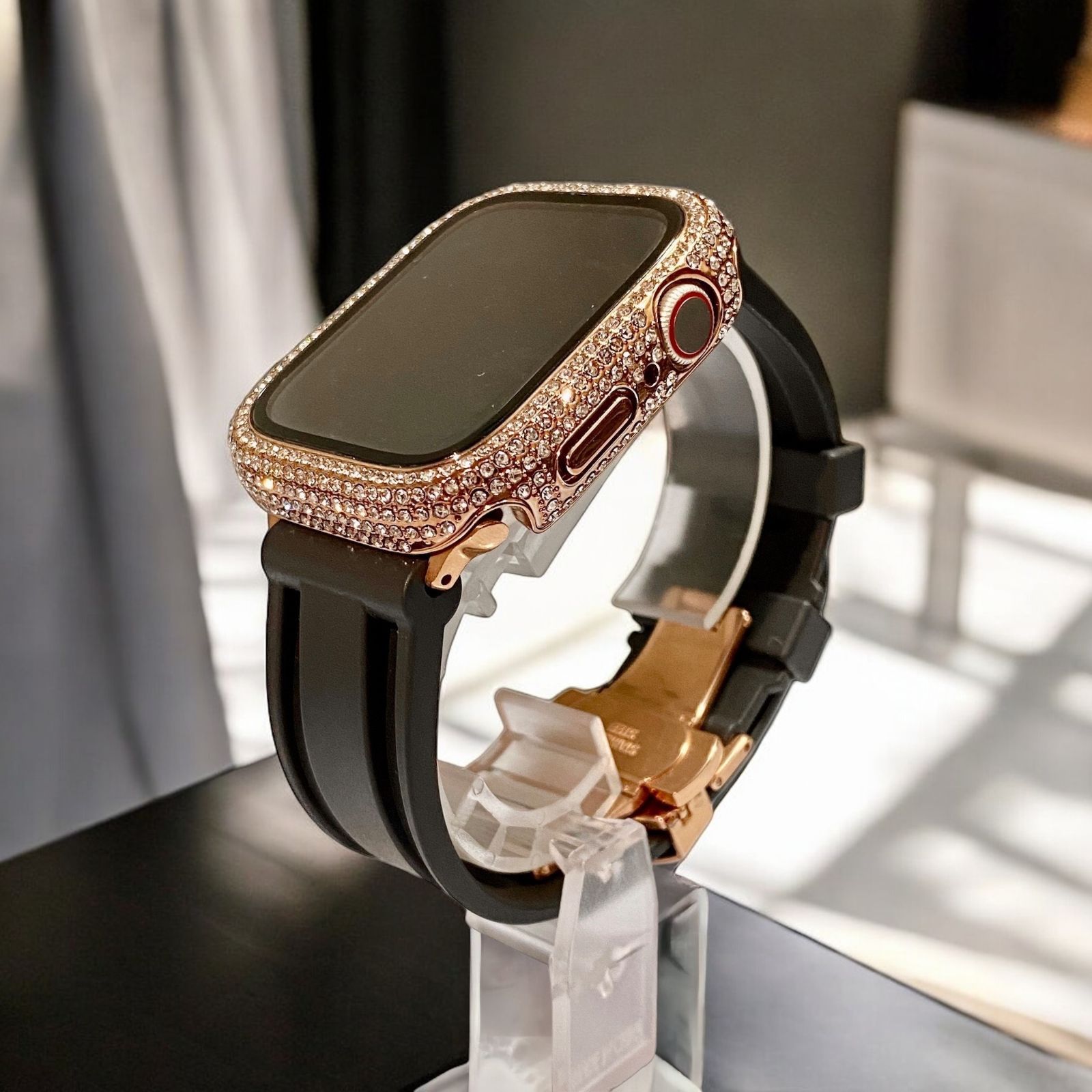 Apple Watch カバー キラキラ ラバー ステンレスケース カスタム