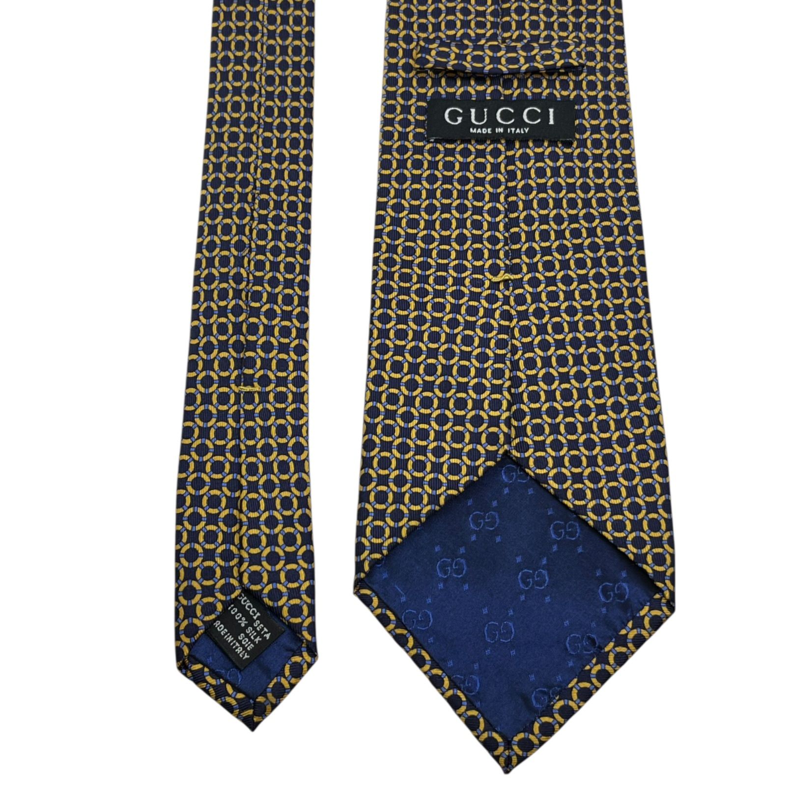 管34362】GUCCI グッチ シルク ネクタイ 総柄 GG ロゴ入り