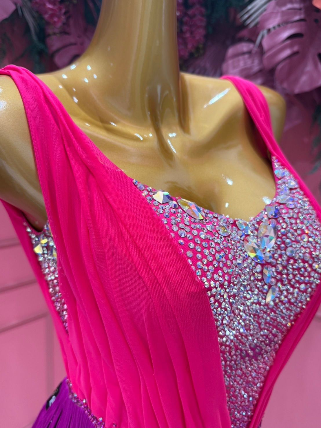 ジャンティ ドレス 社交ダンス ダンスドレス レース Aライン フレア L 社交ダンス gentil ジャンティ ラテンドレス ピンク サイズL