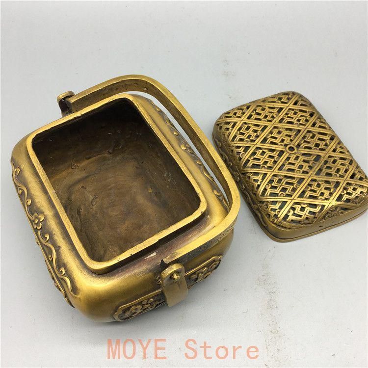 銅器 浮彫二仙香薫炉 手提げ暖手炉 香炉 香道具 装飾品 工芸品 置物 銅器 浮彫二仙香薫炉 手提げ暖手炉 香炉 香道具 装飾品 工芸