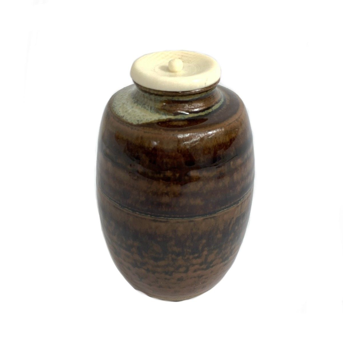 茶道具　高取焼　肩衡茶入　　　　　高取喜恵　造 高取焼 肩衝茶入 高取喜恵(作) 牙蓋 仕覆付 共箱 遠州七窯 | 古