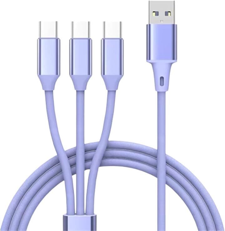 Acid USB Type 充電 ケーブル 3in1 66W|5A 急速充電 データ転送 1.5M USB-A to タイプC タイプC タイプC 3股 3台同時充電 シリコン製 柔らかい 絡まない 断線防止 iPhone 15 |PS5|Sony